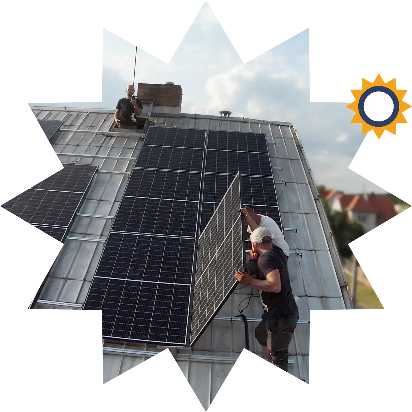 SunBrothers - pracovník montuje solární panely
